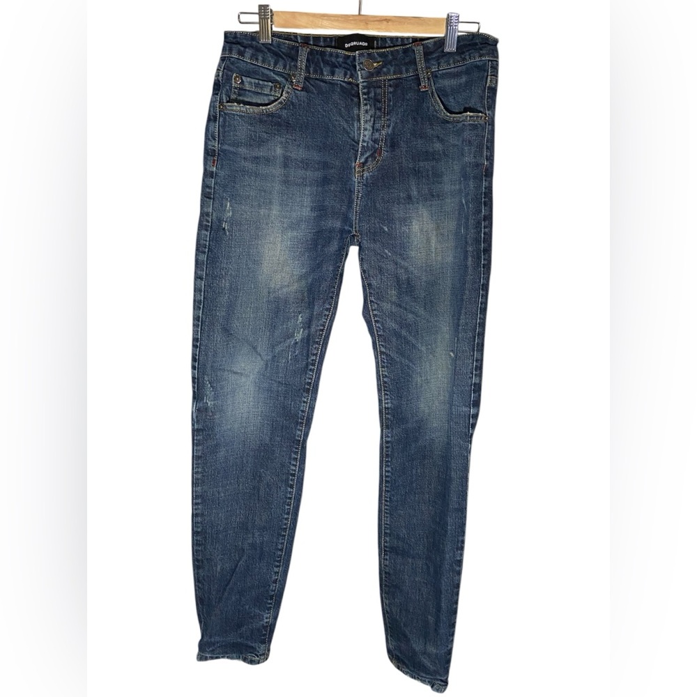 Dsquared2 D2 Men’s Size 33 Slim Distressed Blue Jeans Designer Denim, 5 pockets